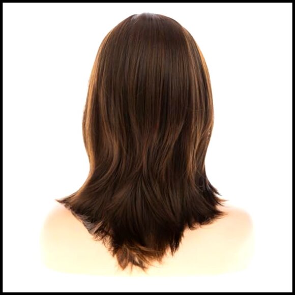 Synthetic Heat Resistant Layered Wig with Bangs Natural Straight Halloween main image 4